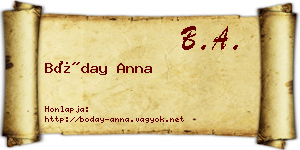Bóday Anna névjegykártya